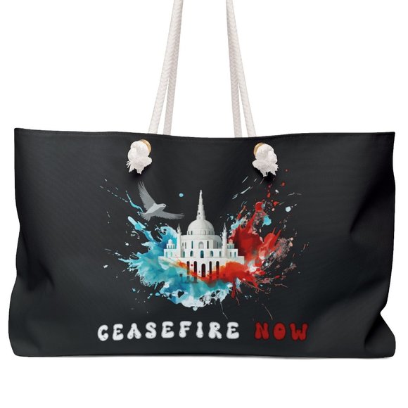 CEASEFIRE NOW Palestine Bag I Stand with Gaza Palestine Black Weekender Bag - Picture 1 of 5